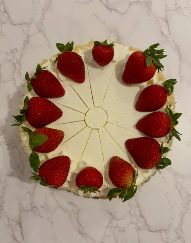 Strawberries and cream cake